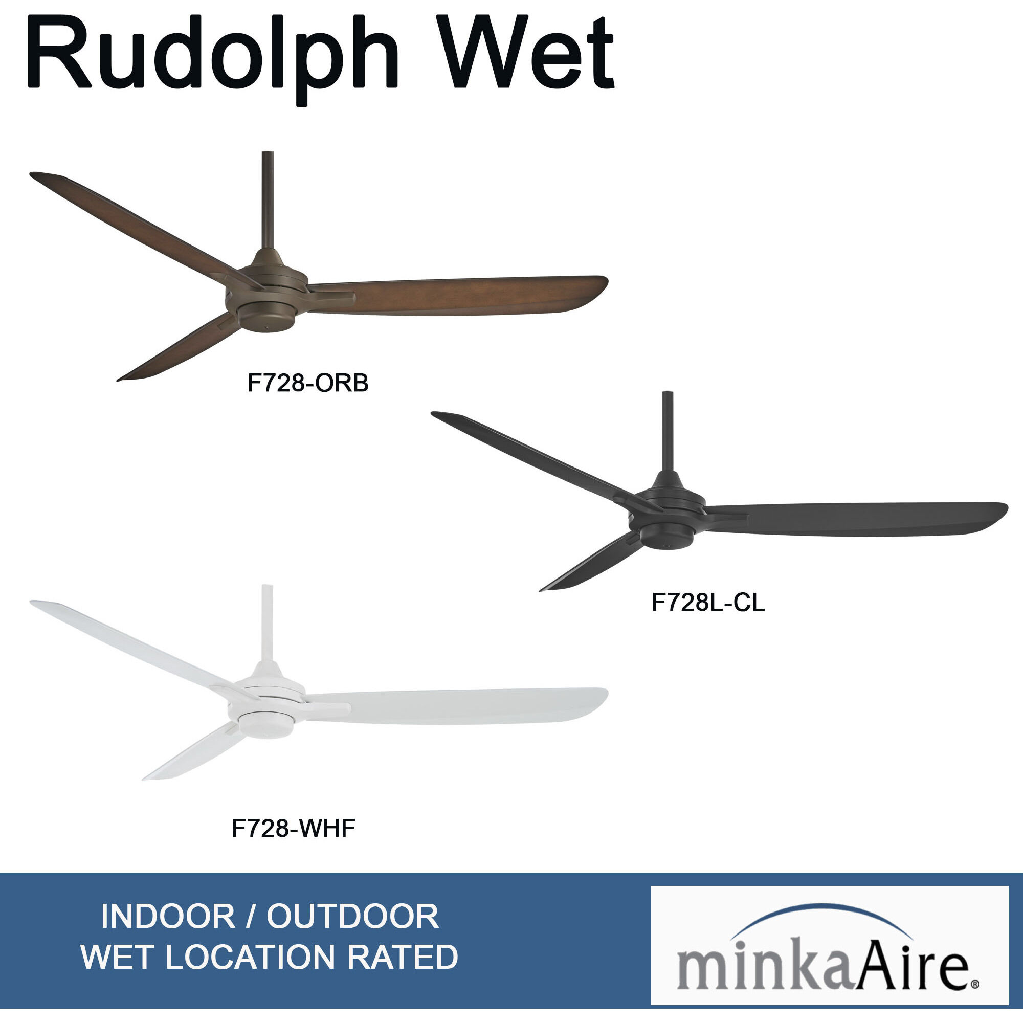 Rudolph Wet 60 inch Flat White Outdoor Ceiling Fan
